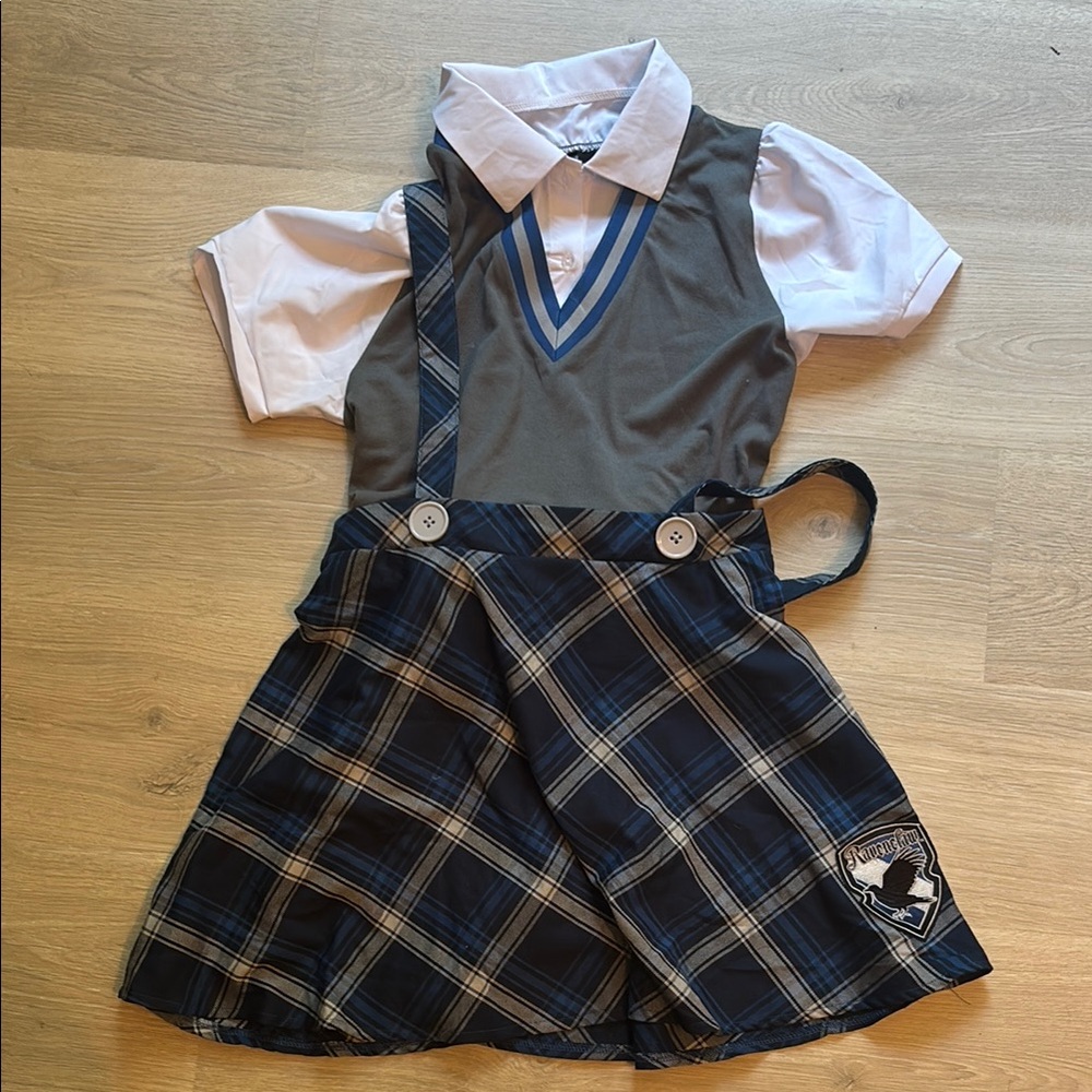 HOGWARTS STUDENT RAVENCLAW Plaid School Uniform Dress with White Shirt